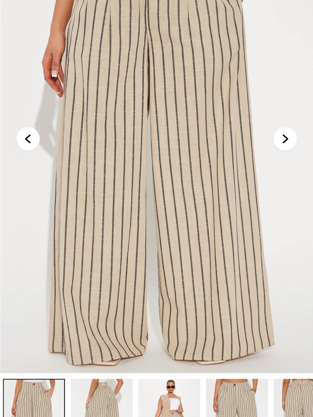 Fashion Nova High-Waist Wide-Leg Striped Pants - Cream & Black - Picture 2 of 9